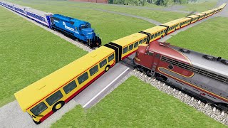 Long Articulated Bus Accident on Rail #113 - Beamng.Drive | Dancing Cars