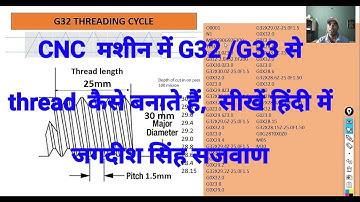 cnc programming || G32/G33  thread cutting in CNC lathe machine N0-10
