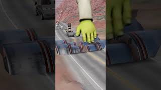 Skibidi Toilets Avoiding Hit by Shrek's Hand while Driving on Four Bollard Bridge | BeamNG.Drive