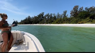 How to anchor at the sandbar in high wind at Siesta Key.