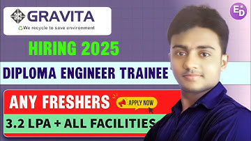 GRAVITA INDIA is Hiring 2025। Diploma Engineers। CTC : 3.2 LAKHS। Permanent Job। Latest Jobs 2025।