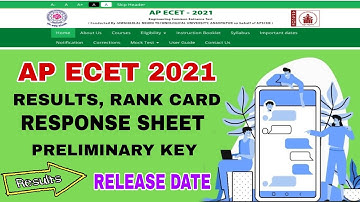 AP ECET RESULTS, RESPONSE SHEET, PRELIMINARY KEY RELEASING DATE | RESULTS 2021