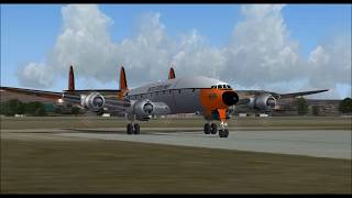 LOCKHEED C 121C SUPER CONSTELLATION USNAVY TAKE OFF FROM GLASGOW INTL AIRPORT FS9 HD