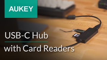 AUKEY USB-C to 3-Port USB-A 3.0 Hub with Card Readers CB-C65