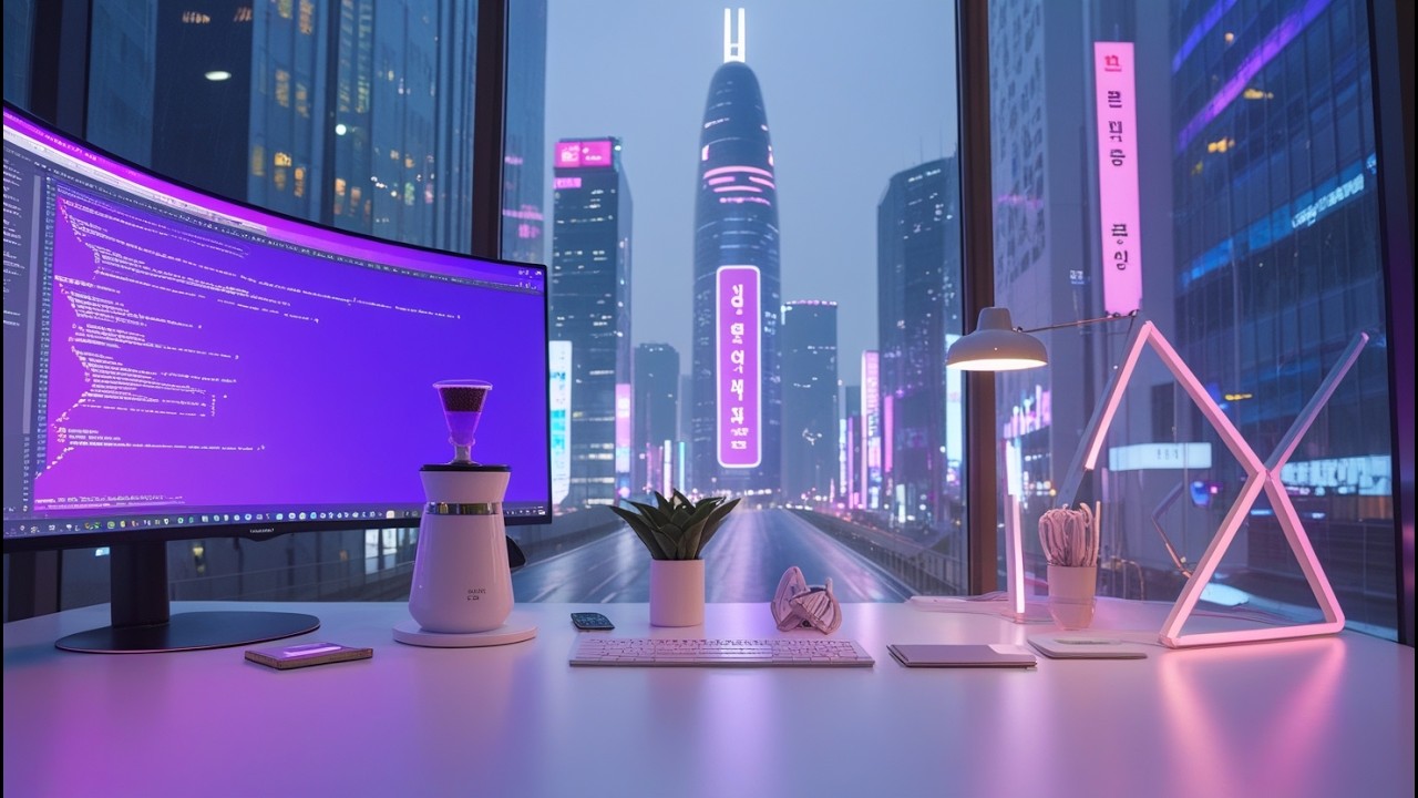 Ethereal Seoul Night 🌌 Midnight Creative Studio | Korean Cyberpunk Chill 29min