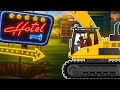 Excavator Clamp and Dump Truck Repair Hotel Signboard | Construction Vehicles