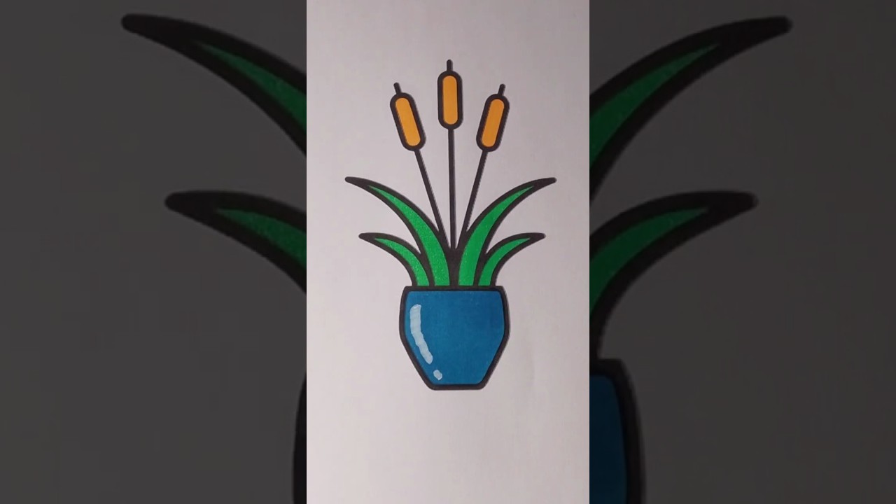 Bulrush Reed Potted Plant art  