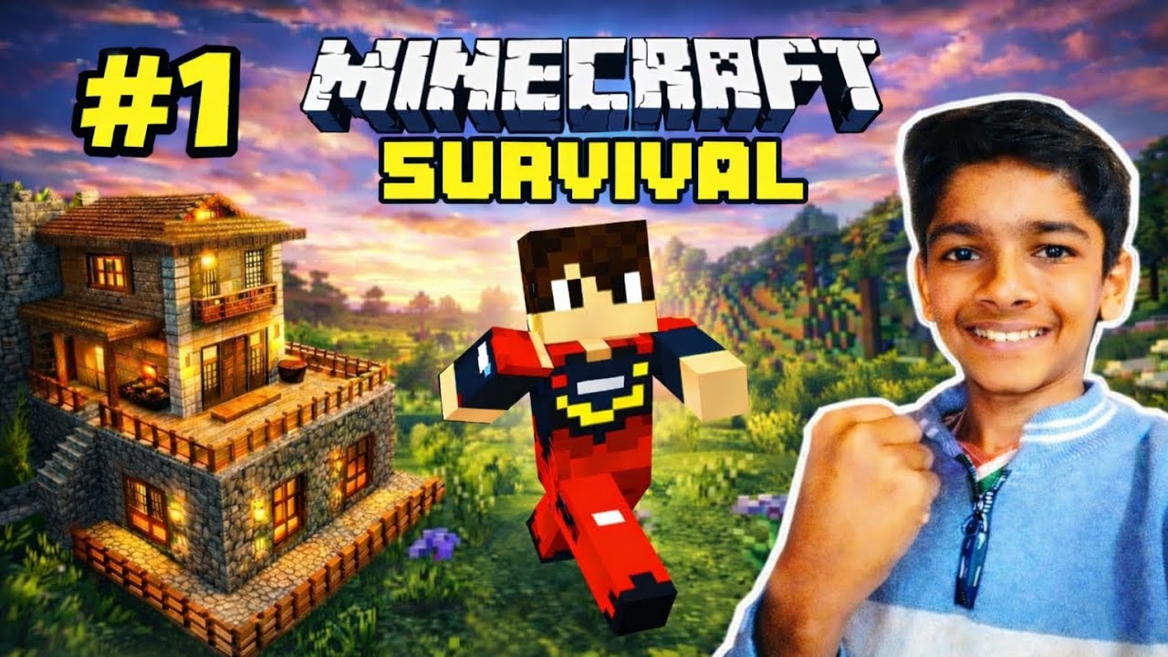 I Survived My First Day in Minecraft 😱 - YouTube