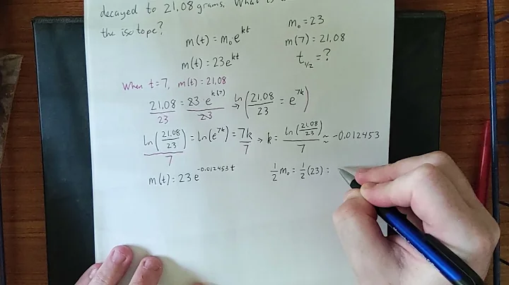 An example of exponential decay involving half life