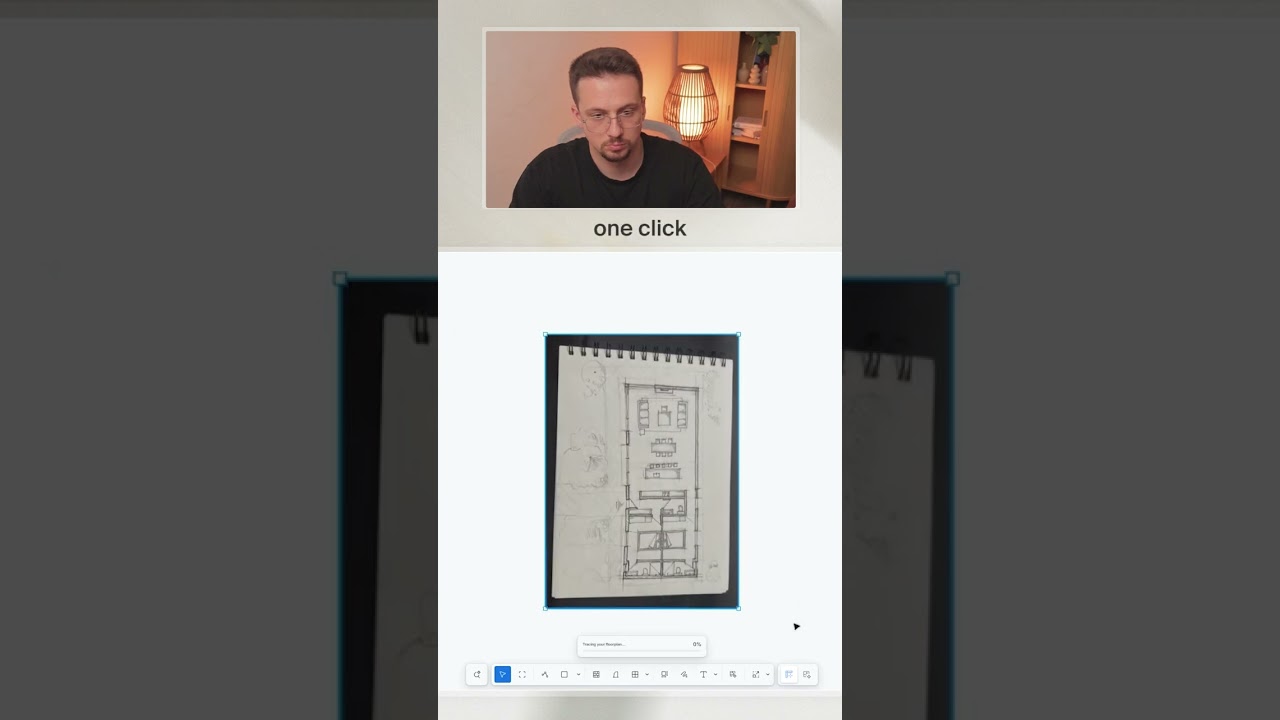 Redrawing a floor plan from a hand sketch or image usually means tracing every wall, door, and windo