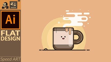 Flat Design Vector Art in Adobe Illustrator 2020 | Cute Coffee Cup | Speed Art