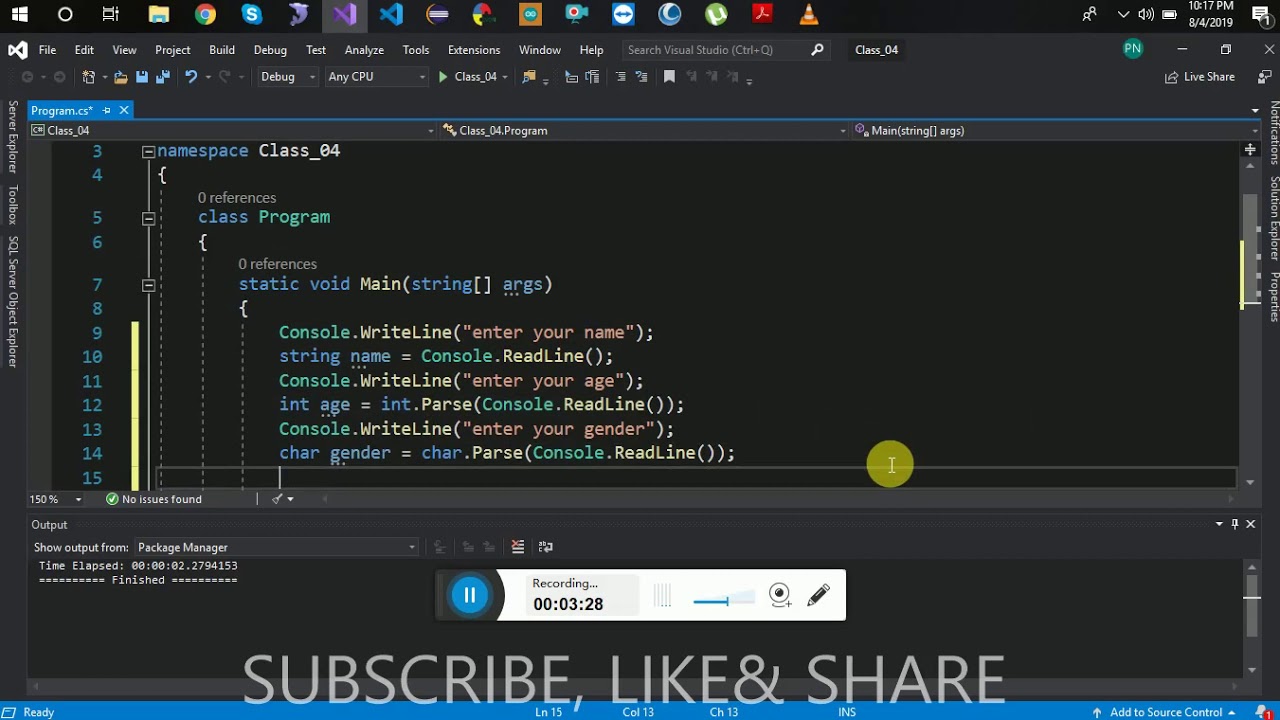 Tutorial - 04 getting started with C# how to take user input on console ...