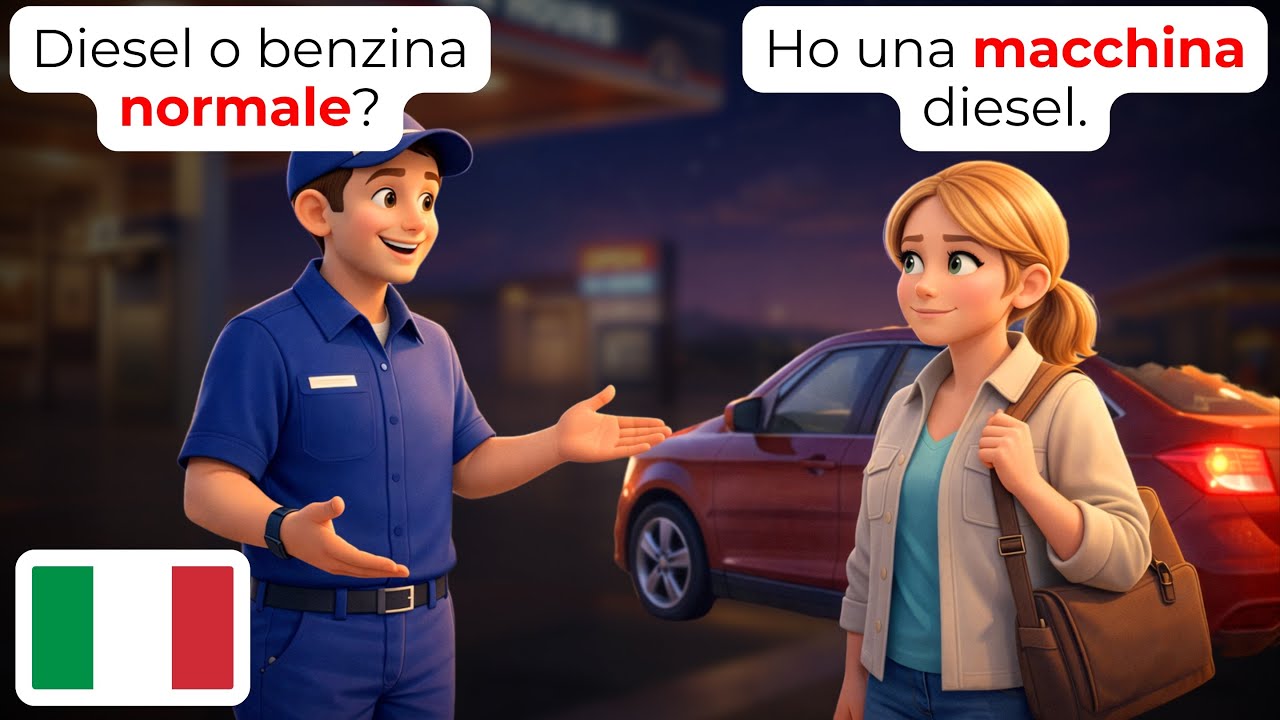 🇮🇹 Выучите итальянский за 20 минут: 50+ фраз, которые вам нужны на заправке (A1-A2)