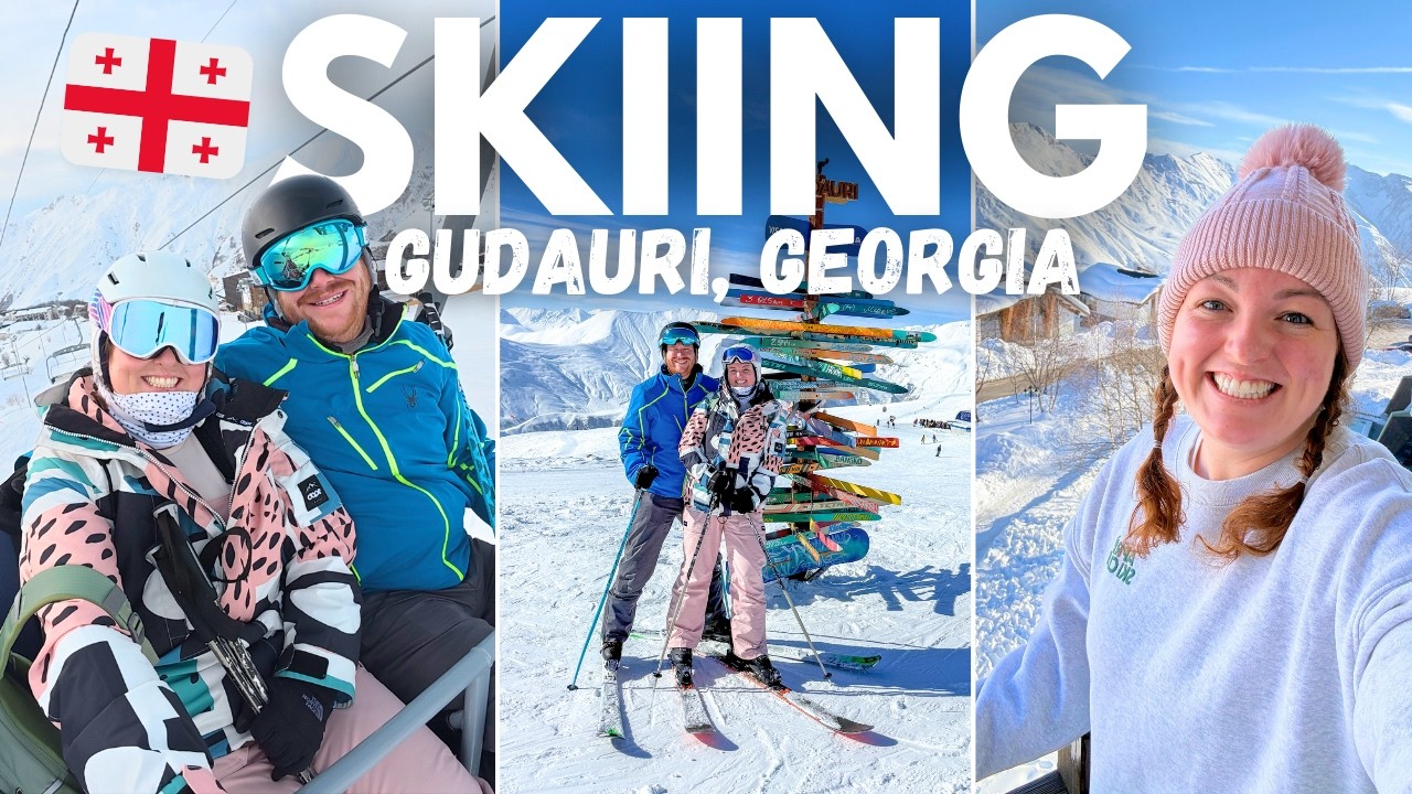 SKIING VLOG! ⛷️ Gudauri, Georgia 🇬🇪 affordable ski resort Europe, night skiing & BEST blue runs 🎿