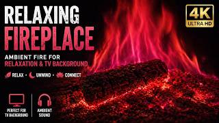 Relaxing Fireplace 4K Pink Fire Ambience for Sleep, Study &amp; TV Background