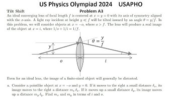 US  Physics Olympiad 2024 USAPHO Problem A3. Geometrical optics Light through a thin converging lens