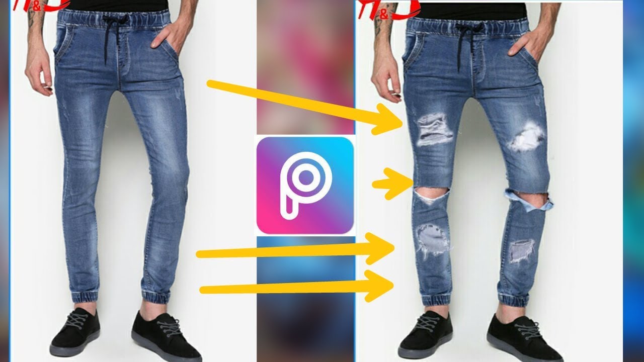 simple damage jeans