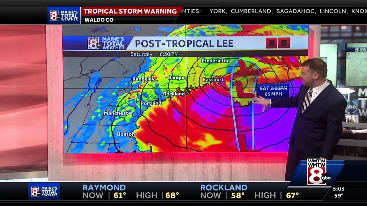 Lee downgraded to post-tropical storm; Hurricane-force winds