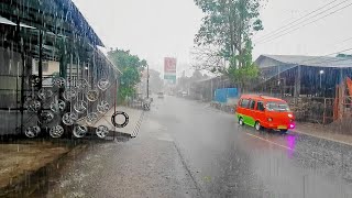 Super Heavy Rain and Lightning in Small Cities in Indonesia | Indonesia Rain