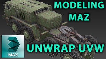 Low Poly Unwrap UVW Tutorial | 3dsmax vehicle tutorial | 3d military maz vehicle modeling