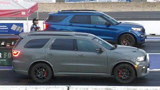 Ford Explorer vs Dodge Durango SRT and vs Challenger R/T Shaker - drag racing