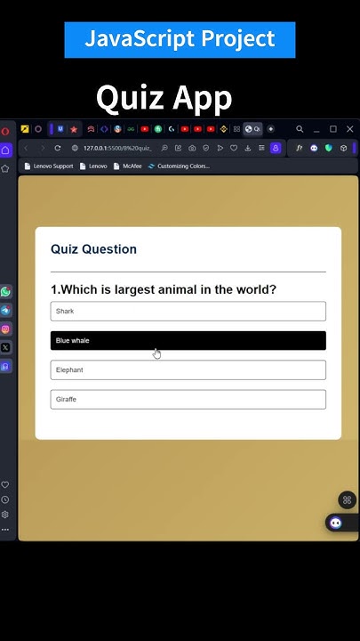 Create Quiz App using html, CSS and JS | #Day8 JavaScript Project | # ...