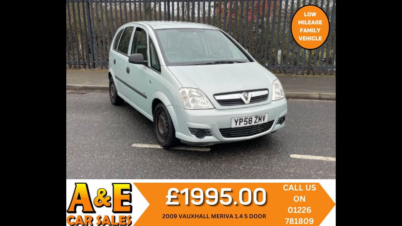 LOW PRICE FAMILY VEHICLE 2009 VAUXHALL MERIVA £1995 A&E CAR SALES