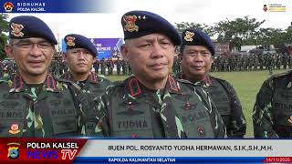 KAPOLDA KALSEL BERIKAN TALI ASIH DAN POTONG TUMPENG USAI UPACARA HUT KE-80 KORP BRIMOB 