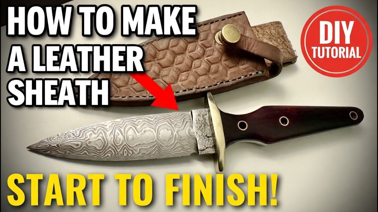 How to Make a Professional Leather Sheath: Step-by-Step (Full Build) 31 layer Damascus dagger
