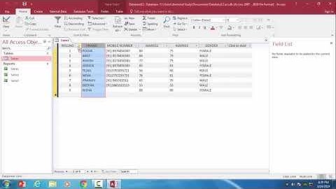 MS Access field by moving it