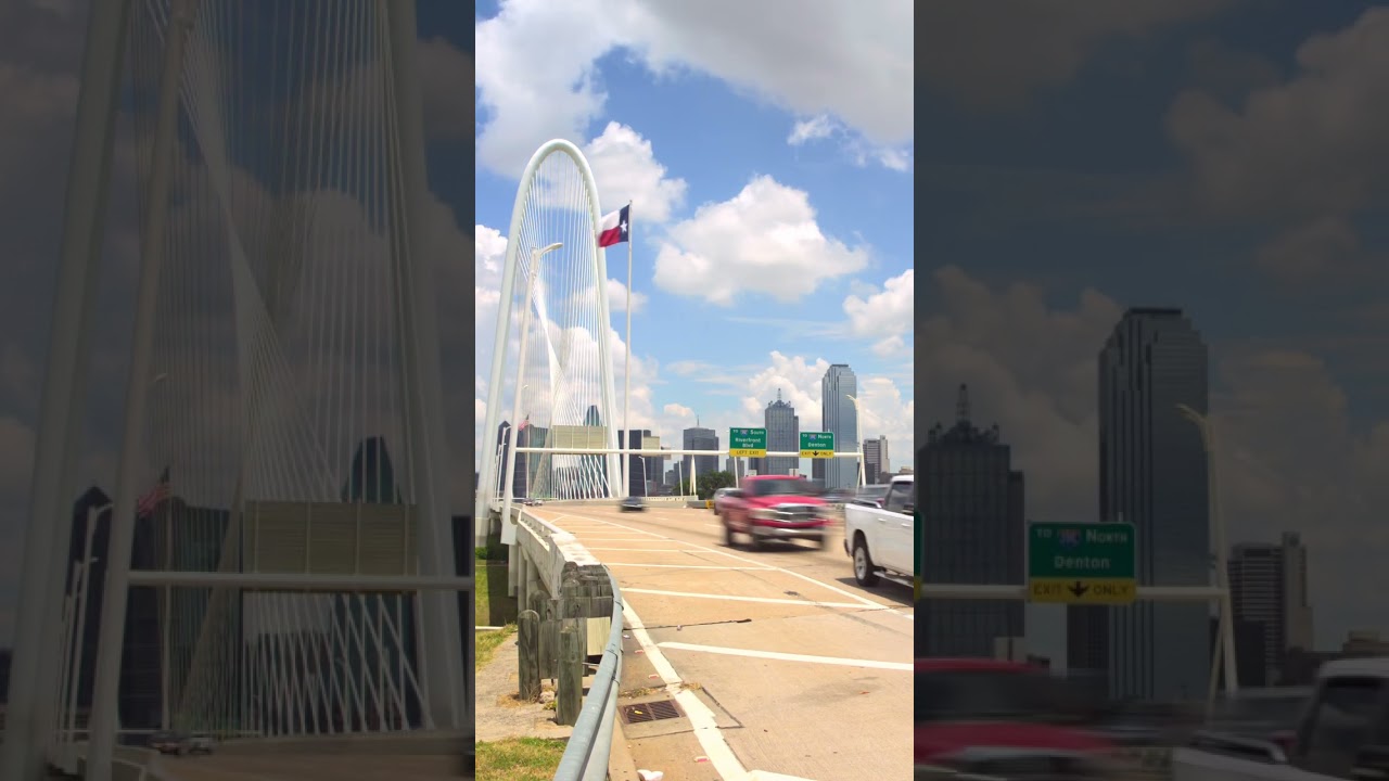 Timelapse of cars going over the Margaret Hunt Bridge in Dallas. 