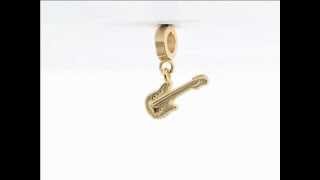 Reflection Beads Sterling Silver and Gold-plated Electric Guitar Bead QRS1159GP