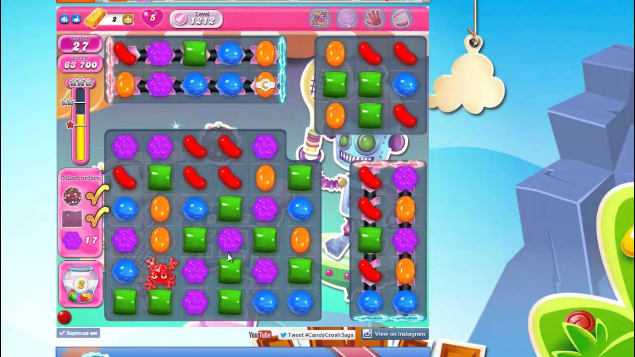 Candy Crush Saga Facebook Level 1212 HD !!! YouTube