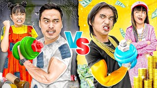 Rich Dad Vs Poor Dad... Who Is The Strongest?  Funny Stories About Baby Doll Family