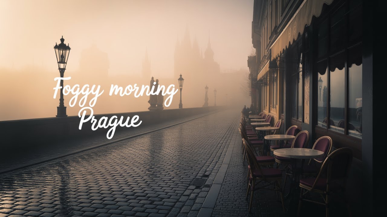 Атмосфера пражской кофейни с туманным утренним джазом