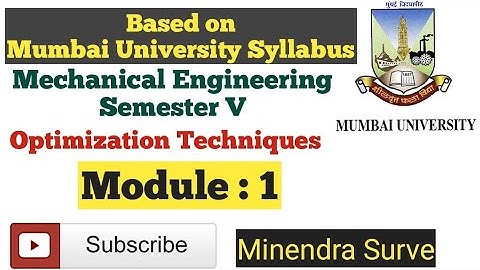 Basic Optimization Problem Formulation Lecture 02 University of Mumbai Optimization Techniques
