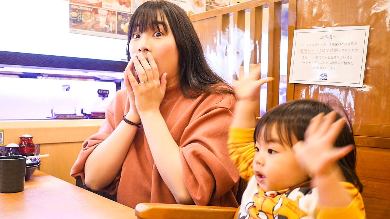 【神回】初めての回転寿司で大興奮！まさかの神引き！ビッくらポンディズニーコラボ【くら寿司】