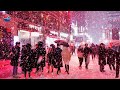 [4K]Seoul Walk - GangNam Snowstorm on the way Home. Heavy Snow Fell. Cars stopped on the Hill, Road.