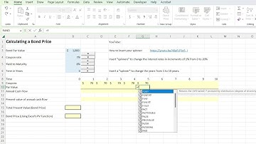 Calculating a Bond Price with Excel