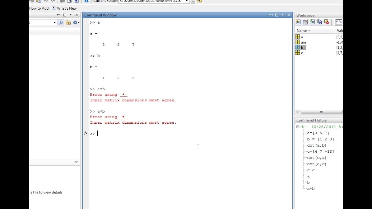 az Matlab Essential Skills Sect 25 Calculating the Vector Dot Product ...