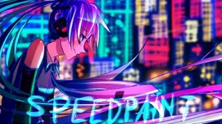 Speedpaint - Hatsune Miku / Tokyo cityscape