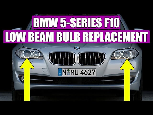 How to change bulb on BMW F10 F11 headlight low beam bulb replacement Xenon  remove replace 5 Series 