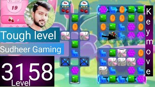 Candy crush saga level 3158 । Tough level । No boosters। Candy crush saga 3158 । Sudheer Gaming