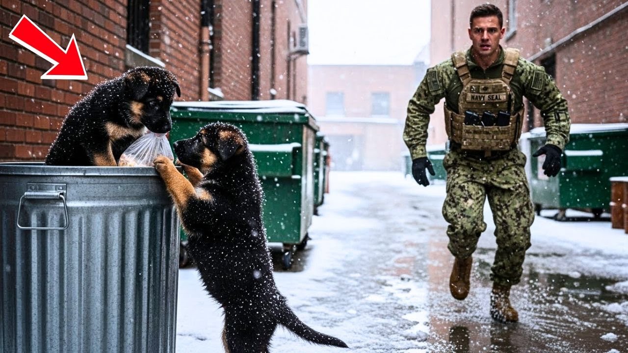 Two Starving German Shepherd Puppies Trembled in the Cold — Until a Navy SEAL Stopped in the Alley