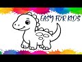 How to Draw a Cute Dinosaur 🦖 | Easy Drawing for Kids Step by Step