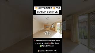 💥𝗝𝗨𝗦𝗧 𝗟𝗜𝗦𝗧𝗘𝗗💥 FOR LEASE 1A Daniher Close 𝗕𝗲𝗿𝘄𝗶𝗰𝗸 VIC 3806 🛏️ 3 🛁 2 🚗 2 𝗥𝗲𝗻𝘁: $600/week #melbourne