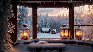 Frosty Window Retreat Winter Wonderland with Glowing Ice Lanterns & Snow-Covered Ocean - Ultimate