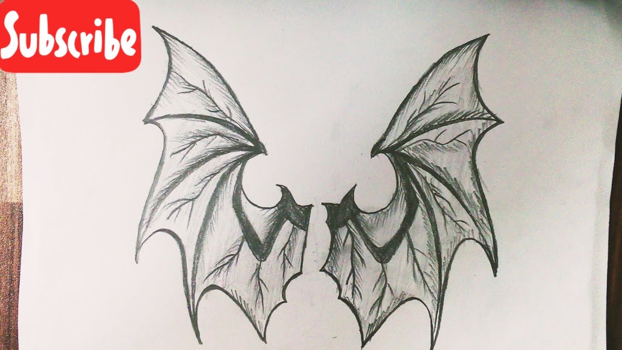 How to draw wings easy step by step || Bat wing drawing tutorial