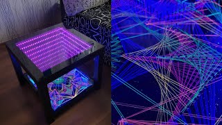 infinity mirror coffee table fractal Fluorescent filaments