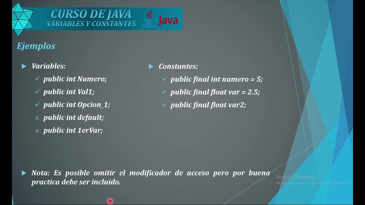 Curso de Java - Declaracion De Variables Y Constantes - YouTube